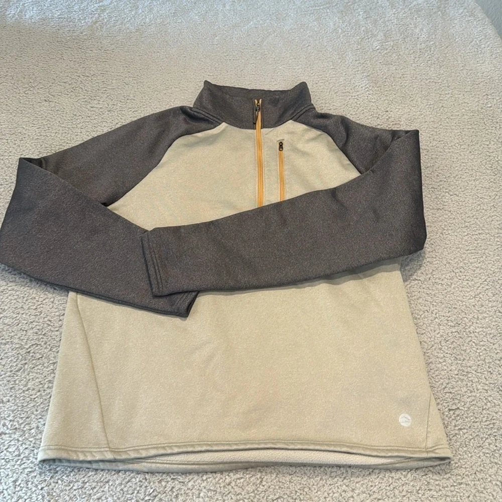 LL Bean Little Donkey Andy Men's Half Zip Pullover Men's Beige and Gray Sweater